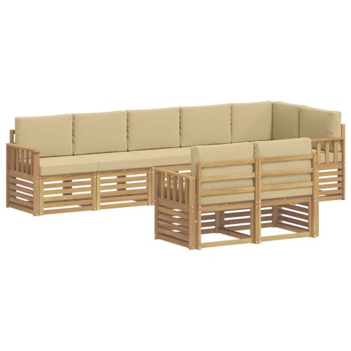 Комплект дивани за открито 8 pcs Бяло и Бежово