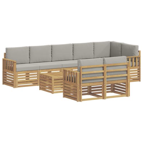 Комплект дивани за открито 8 pcs Бяло и светлосиво