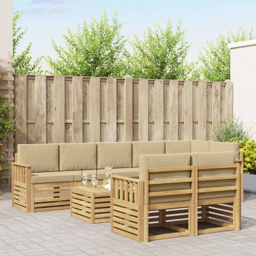 Комплект дивани за открито 8 pcs Бяло и Бежово 59 x 59 x 37 см