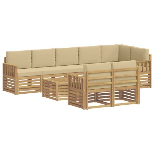 Комплект дивани за открито 8 pcs Бяло и Бежово 59 x 59 x 37 см