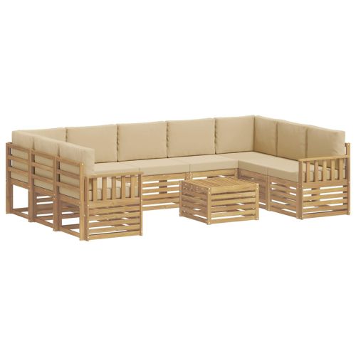 Комплект дивани за открито 8 pcs Бял и Бежов 59 x 59 x 37 см