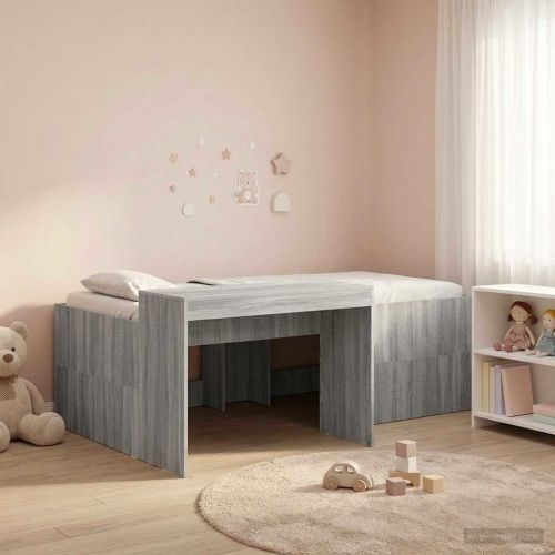 Детско легло с височина и бюро Сив Сонома 98.5 x 200 см