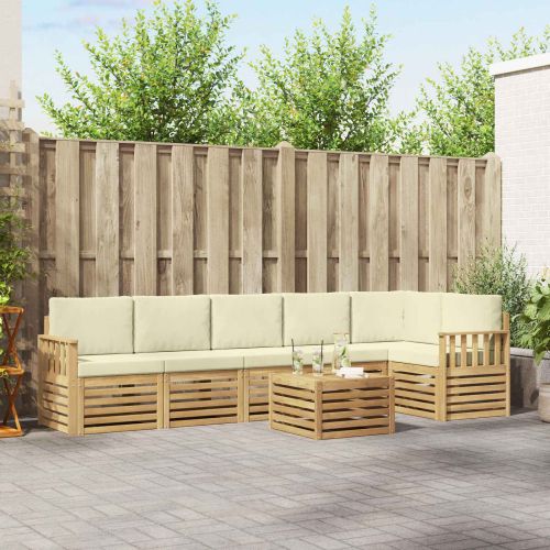 Комплект дивани за открито 7 pcs Бяло и кремаво 59 x 59 x 37 см