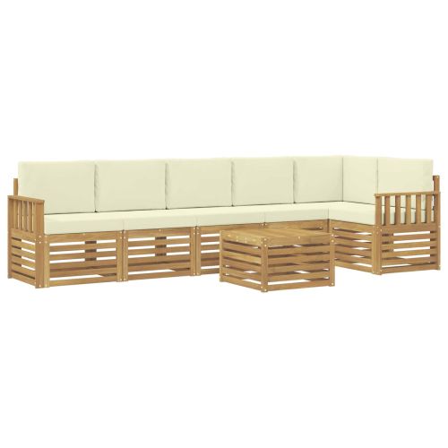 Комплект дивани за открито 7 pcs Бяло и кремаво 59 x 59 x 37 см