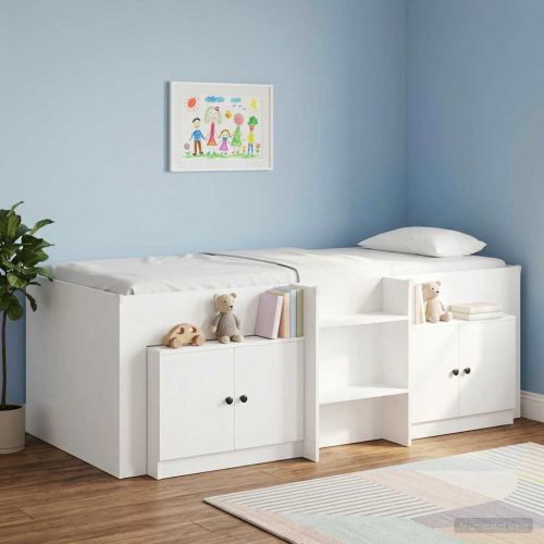 Шкаф за легло със съхранение с врата 2 pcs Бяло 66 x 35 x 48 см