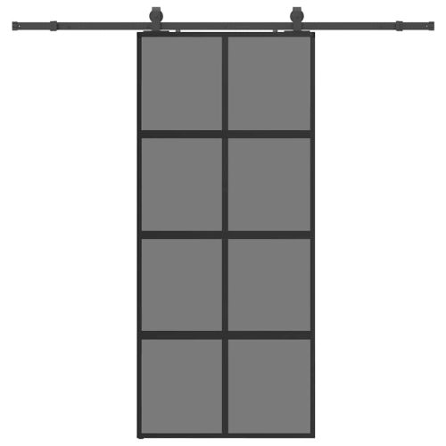 Плъзгаща се врата с комплект обков Черно 90x205 cm