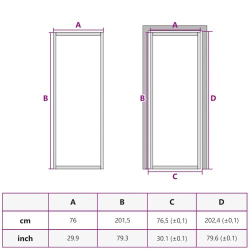 Интериорна врата 76x201,5 см бяла ESG стъкло и алуминий