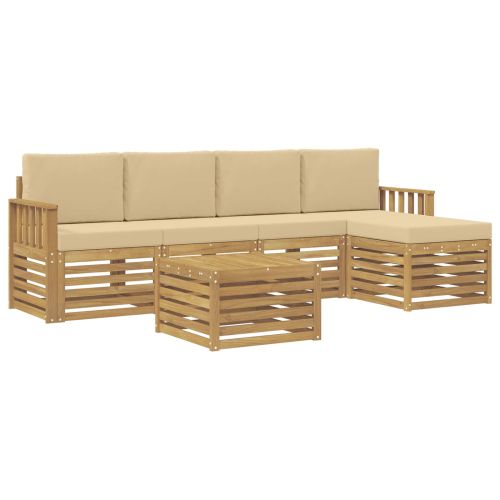 Комплект дивани за открито 6 pcs Бяло и Бежово 59 x 59 x 37 см