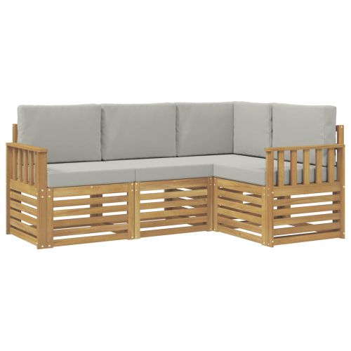 Комплект дивани за открито 4 pcs Бяло и светлосиво