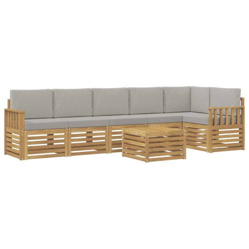 Комплект дивани за открито 7 pcs Бяло и светлосиво