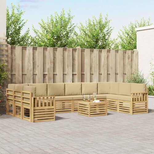 Комплект дивани за открито 8 pcs Бял и Бежов 59 x 59 x 37 см
