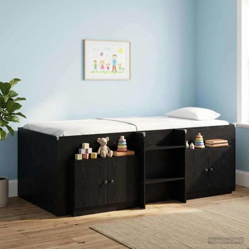 Шкаф за легло със съхранение 2 pcs Черен Дъб 66 x 35 x 48 см
