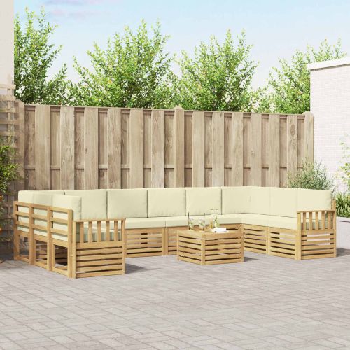 Комплект дивани за открито 8 pcs Бяло и Кремаво 59 x 59 x 37 см