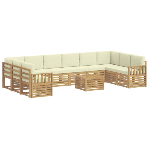 Комплект дивани за открито 8 pcs Бяло и Кремаво 59 x 59 x 37 см