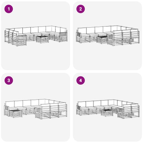 Комплект дивани за открито 8 pcs Бяло и Кремаво 59 x 59 x 37 см