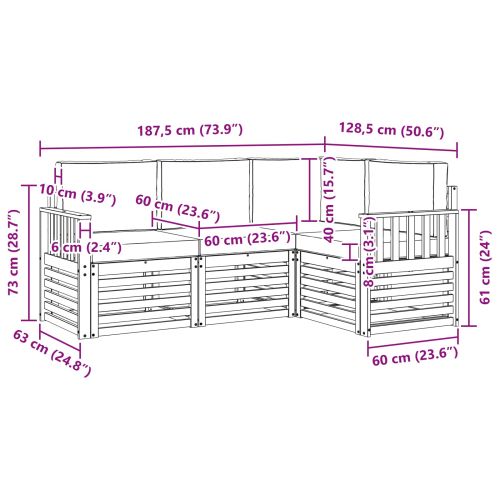 Комплект дивани за открито 4 pcs Бяло и антрацит
