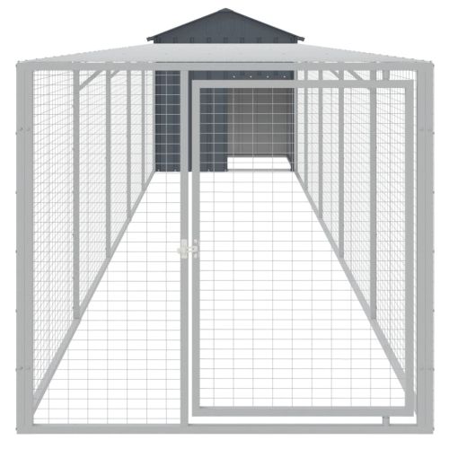 Клетка за пилета с волиера, антрацит, 117x609x123 см, стомана