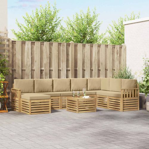 Комплект дивани за открито 7 pcs Бял и Бежов 59 x 59 x 37 см