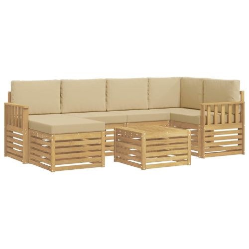 Комплект дивани за открито 7 pcs Бяло и Бежово 59 x 59 x 37 см