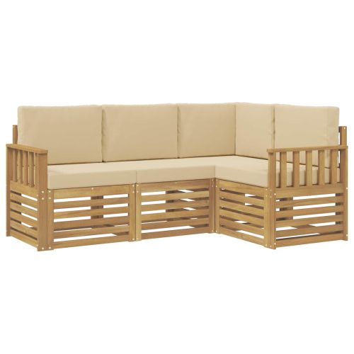 Комплект дивани за открито 4 pcs Бяло и Бежово