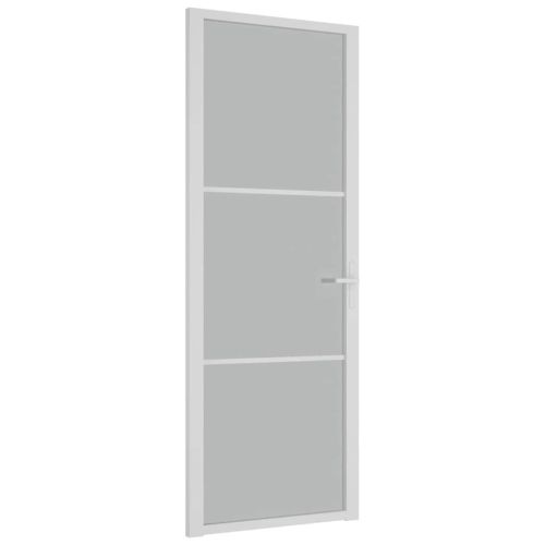 Интериорна врата 76x201,5 см бял мат ESG стъкло и алуминий