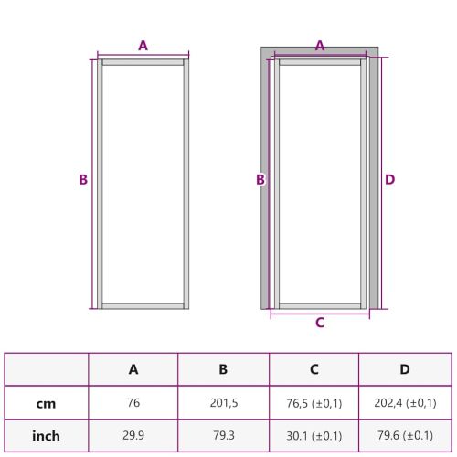 Интериорна врата 76x201,5 см бял мат ESG стъкло и алуминий