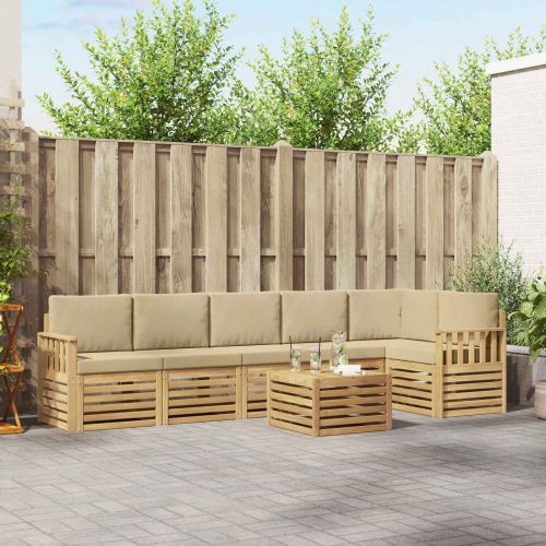 Комплект дивани за открито 7 pcs Бяло и Бежово 59 x 59 x 37 см