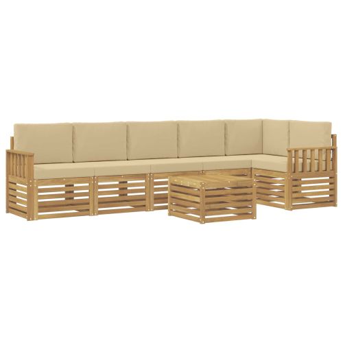 Комплект дивани за открито 7 pcs Бяло и Бежово 59 x 59 x 37 см