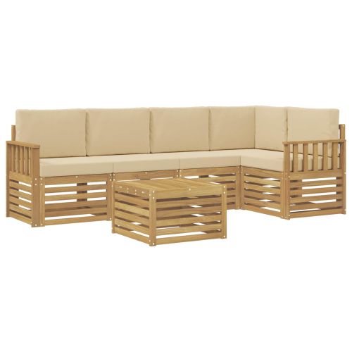 Комплект дивани за открито 6 pcs Бяло и Бежово 59 x 59 x 37 см