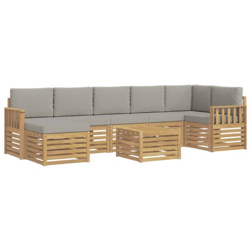 Комплект дивани за открито 7 pcs Бяло и светлосиво