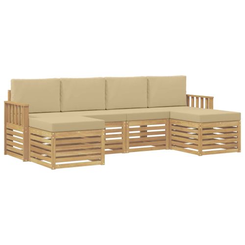 Комплект дивани за открито 5 pcs Бял и Бежов
