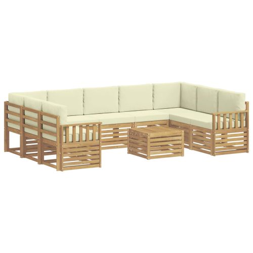 Комплект дивани за открито 8 pcs Бяло и Кремаво 59 x 59 x 37 см