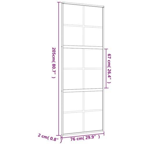 Плъзгаща се врата 76x205 см прозрачно ESG стъкло и алуминий