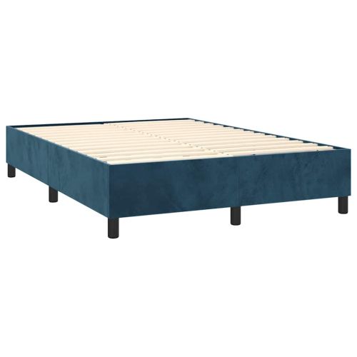 Боксспринг легло с матрак, тъмносиня, 140x190 см, кадифе