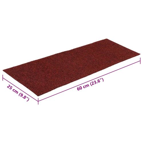 Самозалепващи се постелки за стълби, 15 бр., 60x25 см, бордо червени, правоъгълни