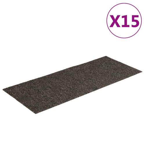 Изтривалки за стълби, самозалепващи се, 15 бр., 60x25 см, антрацит, правоъгълни