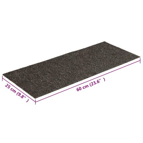 Изтривалки за стълби, самозалепващи се, 15 бр., 60x25 см, антрацит, правоъгълни