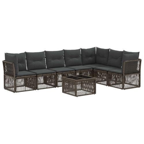 Градински Софа Комплект 8 pcs Сиво полиратан