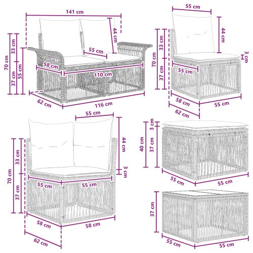 Градински Софа Комплект 9 pcs Бежово полиратан