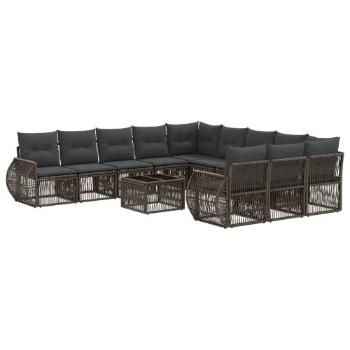 Градински Софа Комплект 12 pcs Сив и тъмен сив полиратан