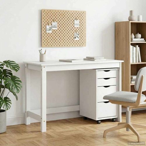 Комплект бюро и подвижен шкаф MOSS 2 pcs Бяло