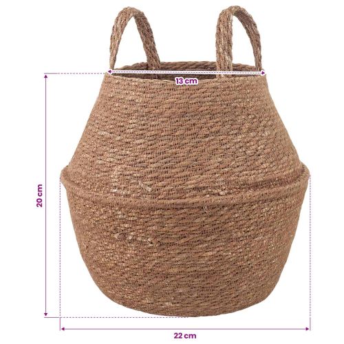 Саксия за растения с дръжки 2 pcs Натурално Ø 22 x 20 см