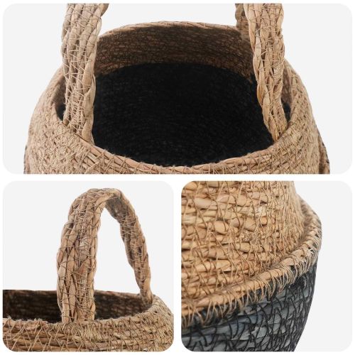 Саксия за растения с дръжки 2 pcs Черно Ø 22 x 20 см