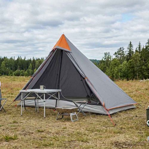 Палатка за туристическа раница Сив и оранжев 222 x 85 x 125 см