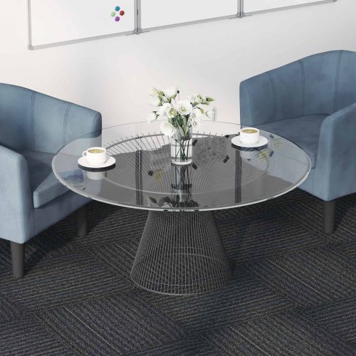 Килимна плочка Средно сиво с ивици 50 x 50 cm 36 pcs ПП и Битум