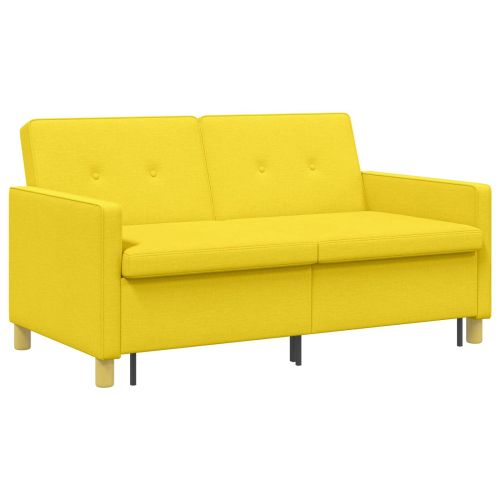 Разтегателен диван с матрак Светло жълто Текстил