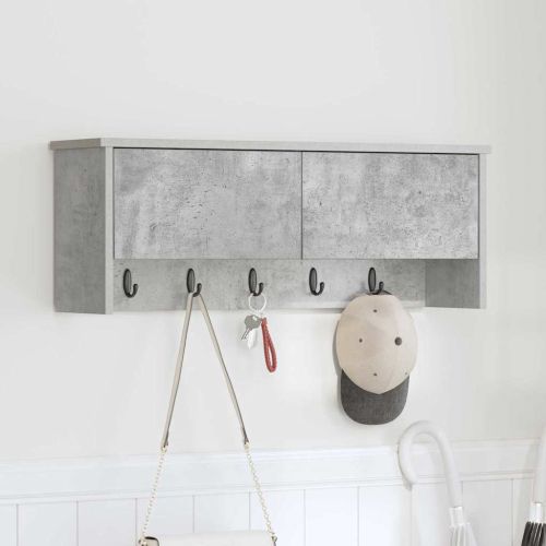 Стенен закачалка за палта с рафт Циментено сиво 80 x 20 x 30 cm