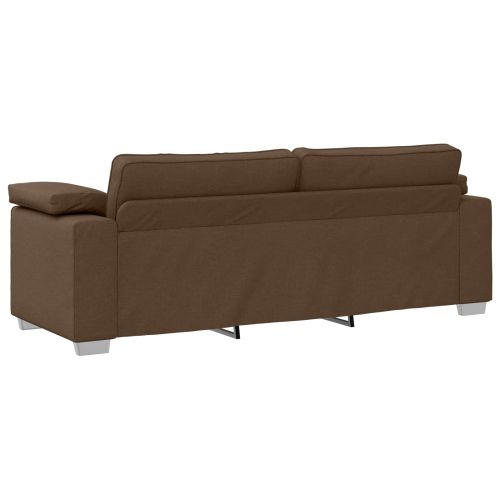 Диван 3 pcs Кафяво 219 x 80 x 82 см Ленена смесена тъкан