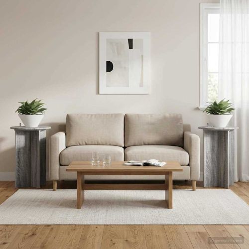Стойка за растения 2 pcs Сива сонома Ø40 x 60 см