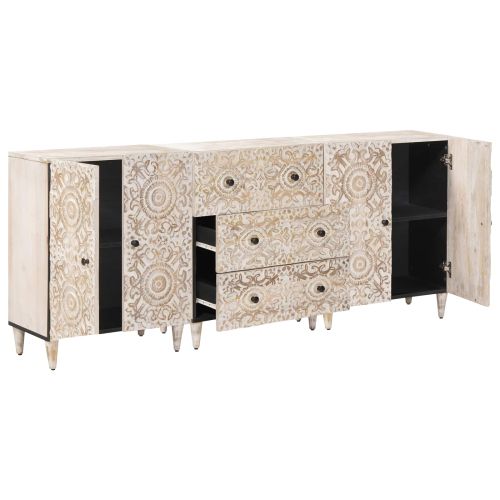 Служебен шкаф 3 pcs Бяло 60 x 33,5 x 75 см